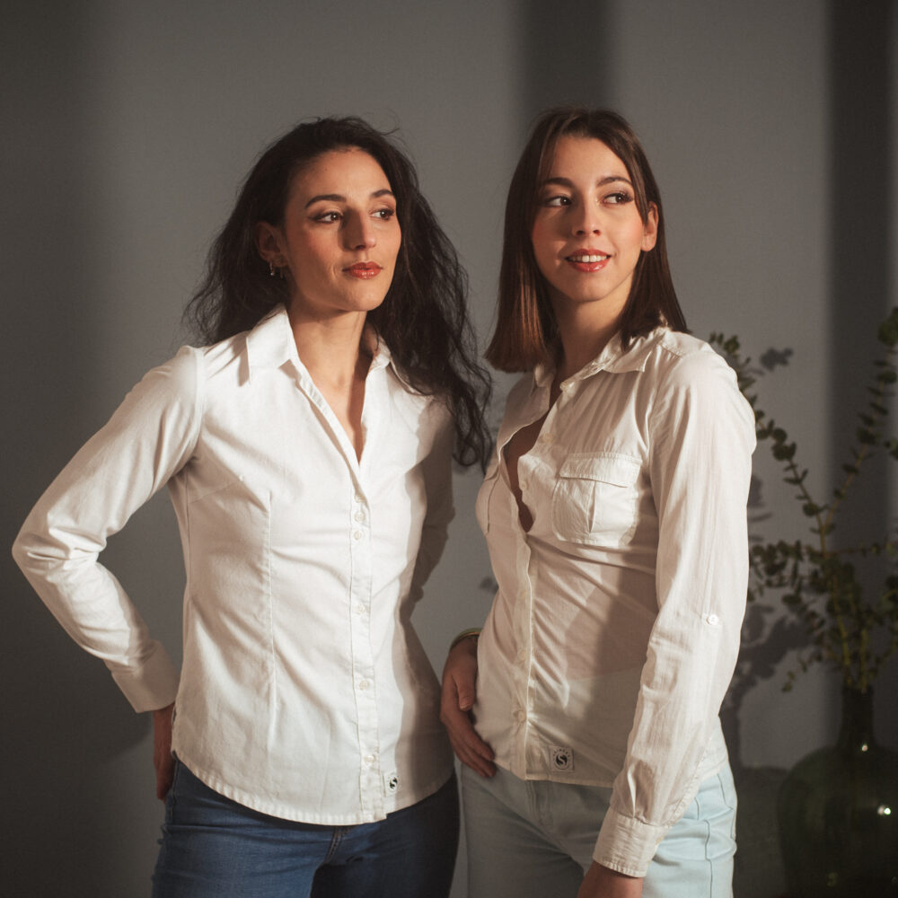 Chemisier JOSEPHINE - en popeline de coton avec dos en dentelle vintage. Fabrication française